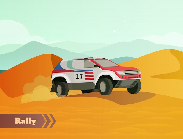 Бесплатное векторное изображение rally racing flat фон