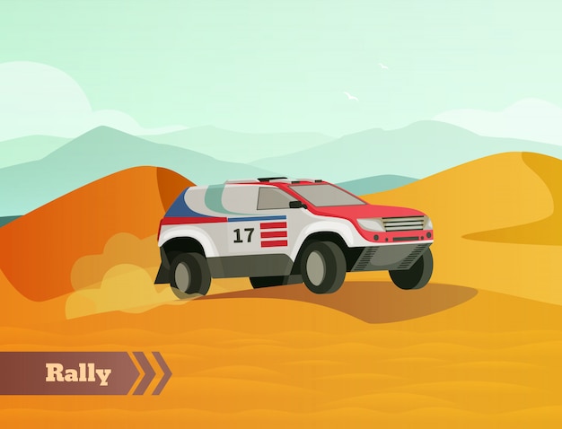 Rally racing flat background