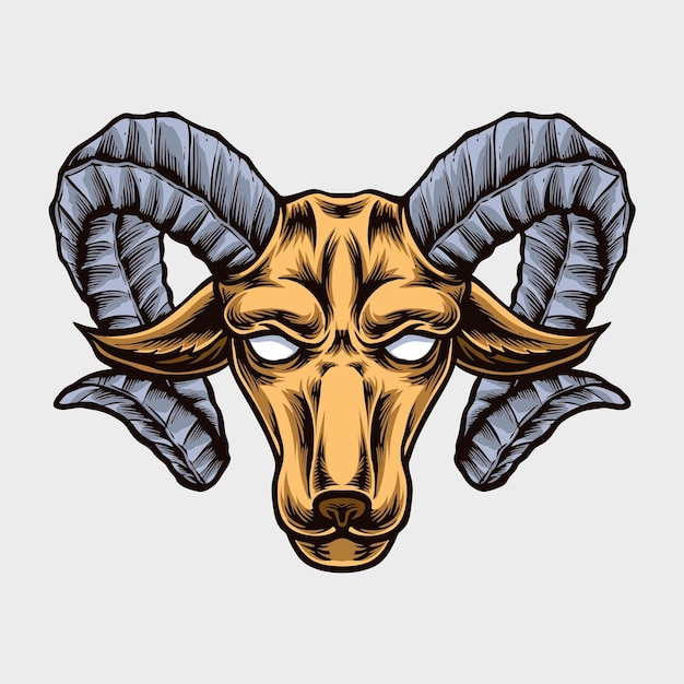 Free vector ram goat head vector illustration