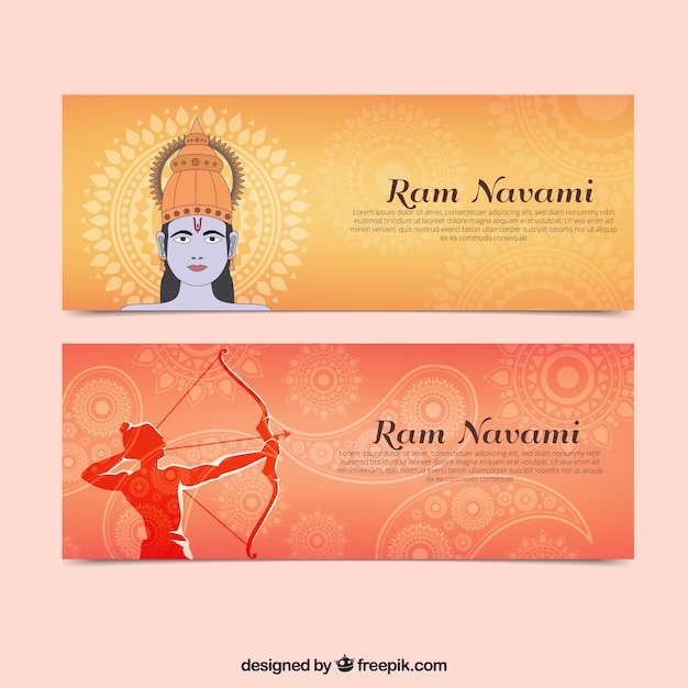 Vettore gratuito ram navami bandiere astratte