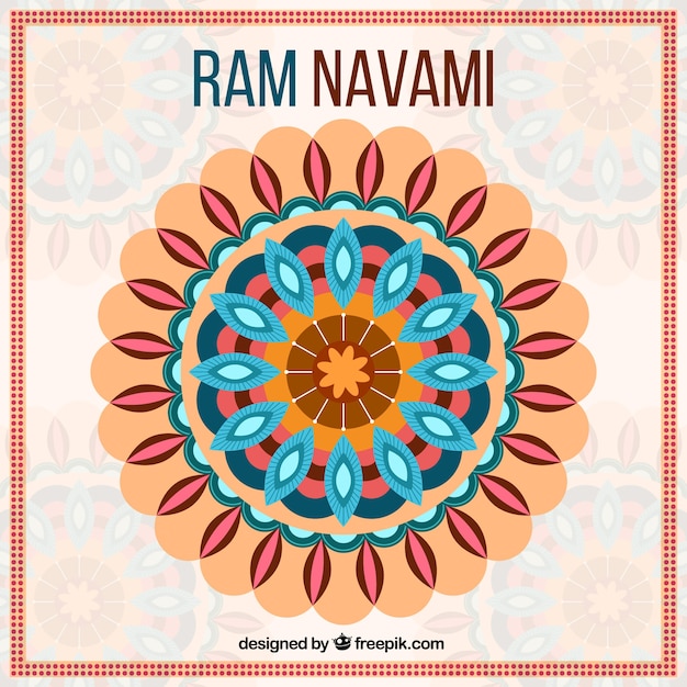 Vettore gratuito ram navami sfondo di forme geometriche