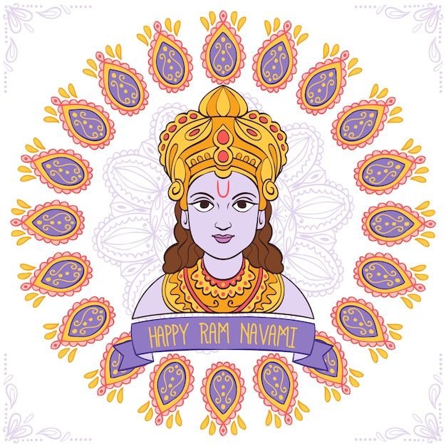 Vettore gratuito celebrazione di ram navami disegnata a mano