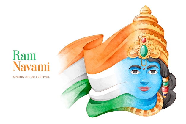 Ram navami festival and abstract indian flag