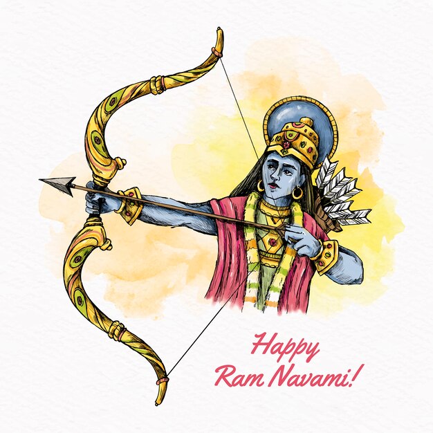 Ram navami festival bow and arrows watercolour design