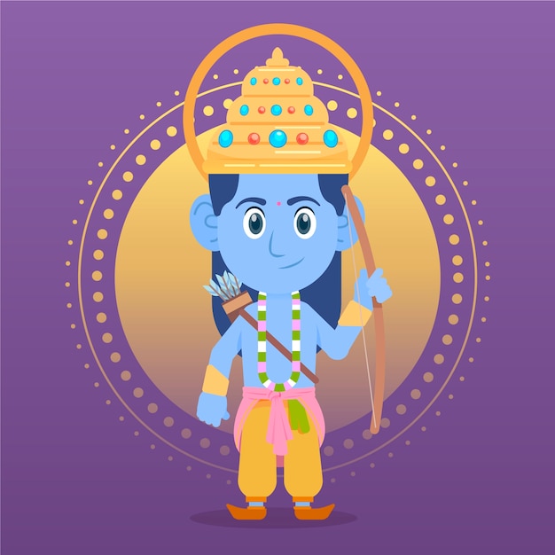 Vettore gratuito ram navami con dio bambino