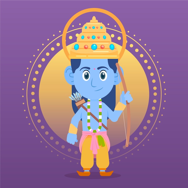Free Vector ram navami with child god