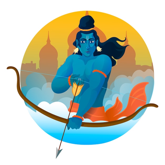 Free vector ram navami with hand drawn style