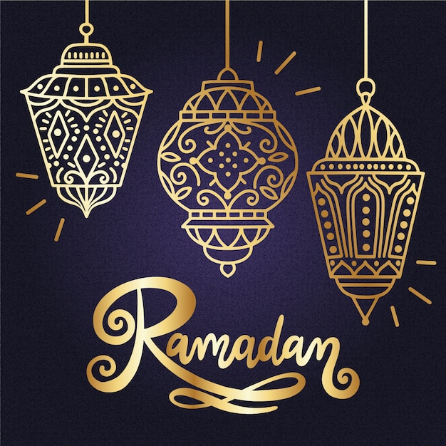 Free vector ramadan background golden design