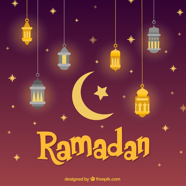 Ramadan background with different lamps