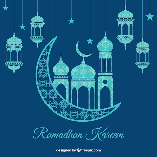 Рамадан фон с лампами и украшениями