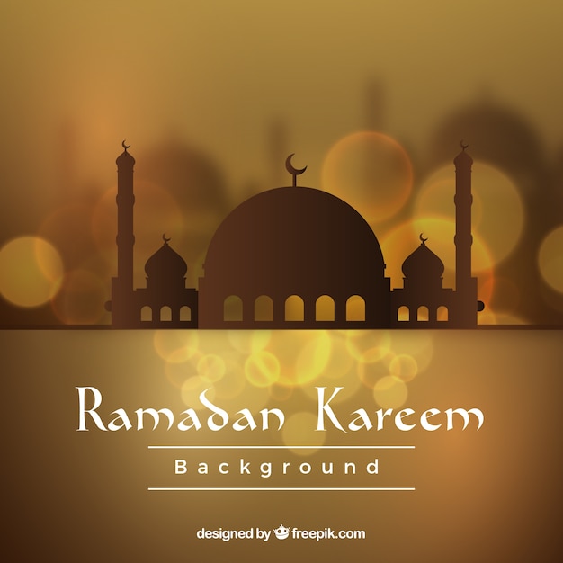 Ramadan background with monument in blurred style
