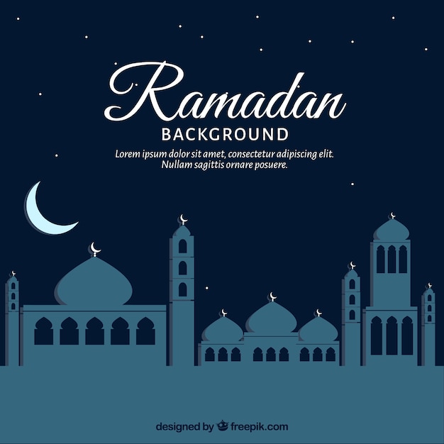 Ramadan background with mosque at night