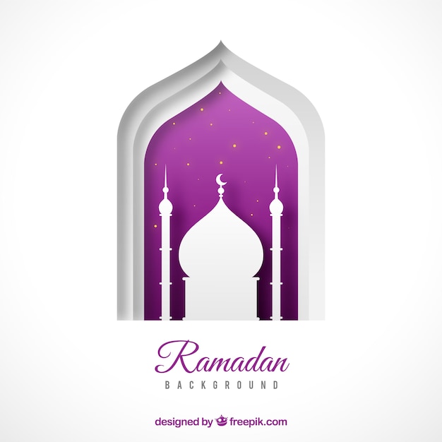 Free vector ramadan background with mosque shape in flat style