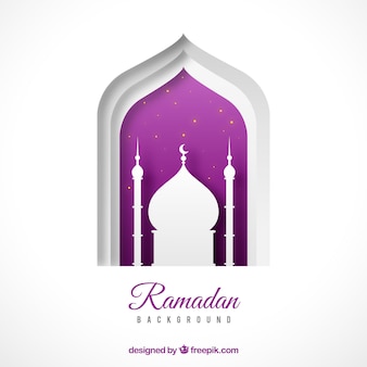 Рамадан фон с формой мечетей в плоском стиле