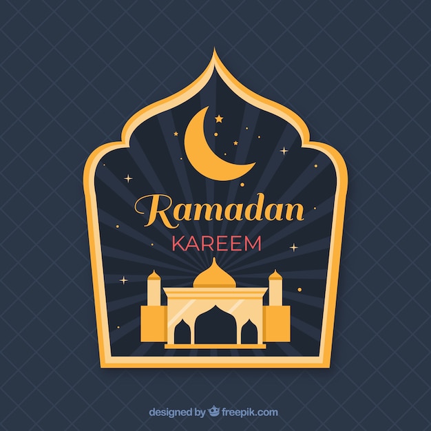 Free vector ramadan background with mosque view