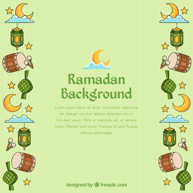 Free vector ramadan background with muslim elements