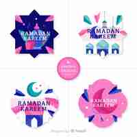 Vettore gratuito collezione di badge del ramadan