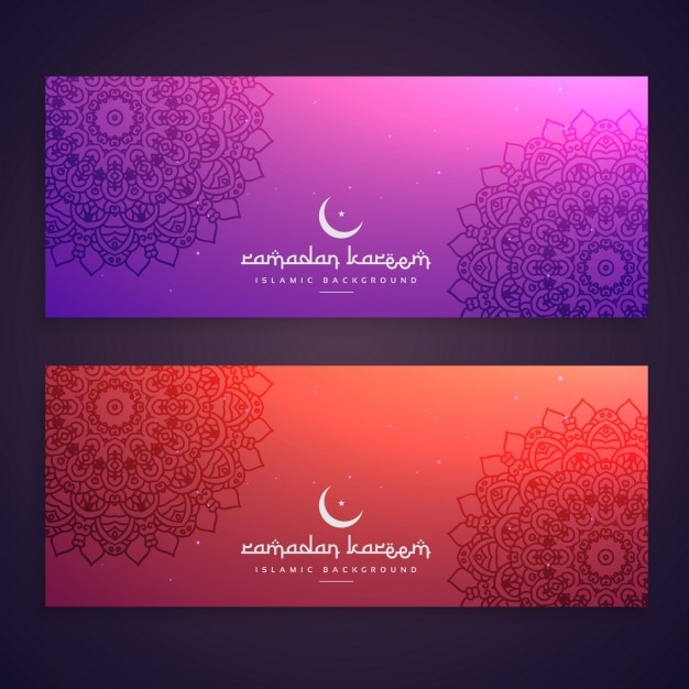 Free vector ramadan banners pack with mandalas