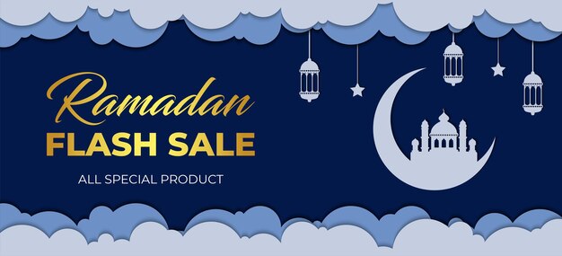 Рамадан флеш-распродажа баннер дизайн шаблона продвижение продажи баннер