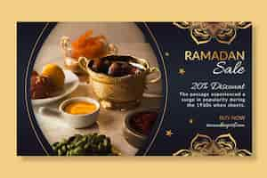 Free vector ramadan horizontal banner template