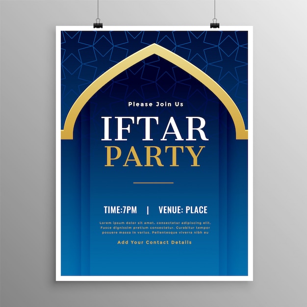 Free vector ramadan iftar party invitation template