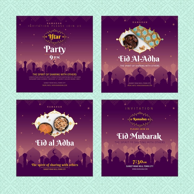 Free vector ramadan instagram posts collection