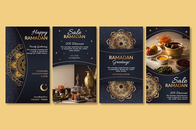 Vettore gratuito raccolta di storie instagram ramadan
