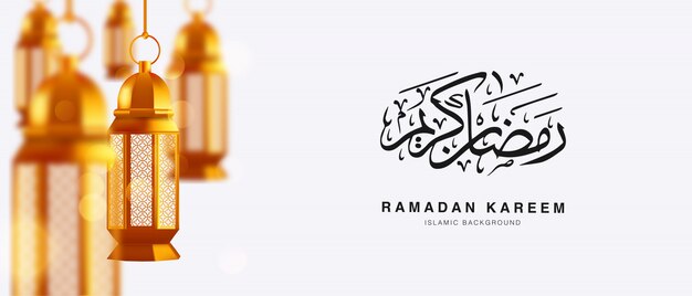 Ramadan Kareem 3d Realistic Set Of Vintage Arabic Luminous Lamp