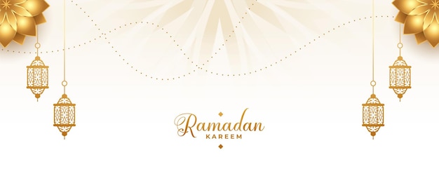 Vettore gratuito bandiera dorata araba di ramadan kareem