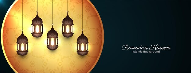 Ramadan Kareem banner with lanterns