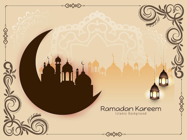 Vettore gratuito ramadan kareem bella luna crescente sfondo disegno vettoriale