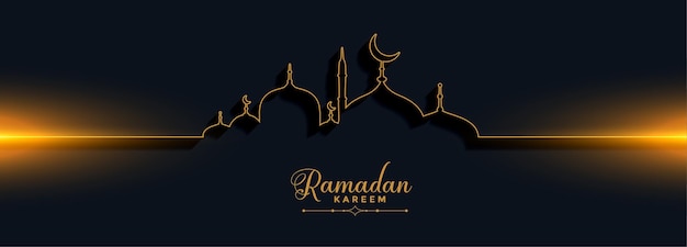 Vettore gratuito ramadan kareem bellissimo banner in stile linea