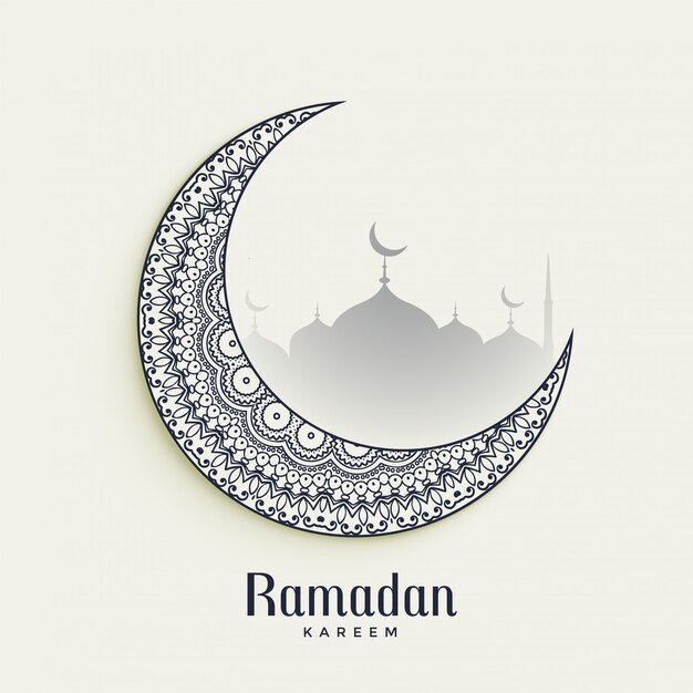 Рамадан Карим декоративная луна на белом фоне