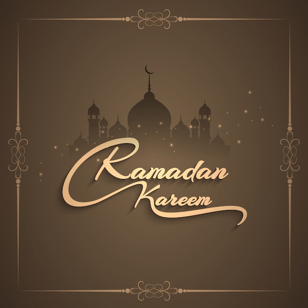 Free vector ramadan kareem design with frame and mosque