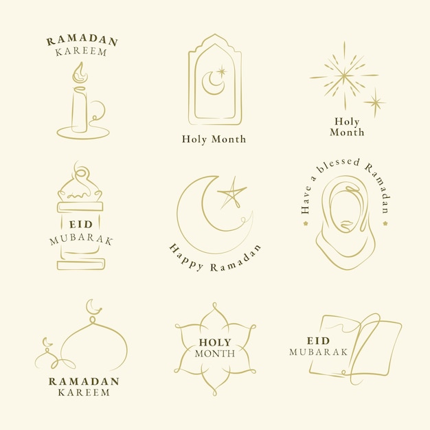 Free vector ramadan kareem doodle logo vector set