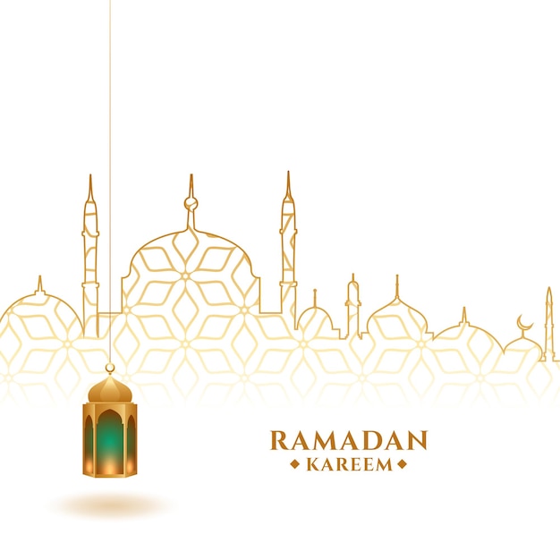 Ramadan kareem festival background with lantern and mosque