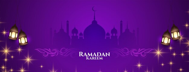 Ramadan Kareem festival banner with glitters vector