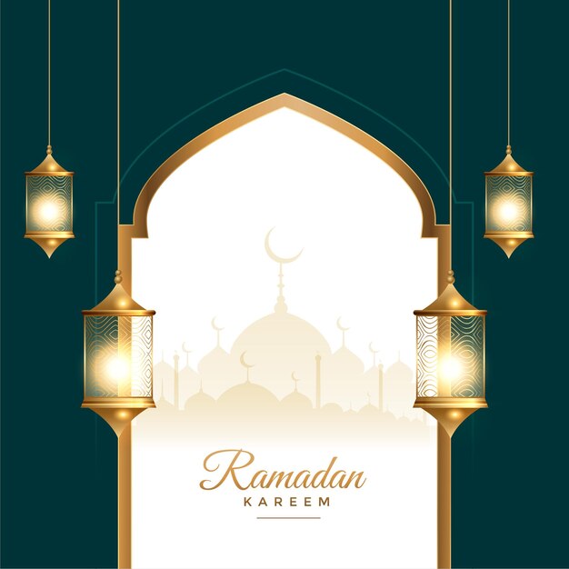 Ramadan kareem festival card with lantern decoration