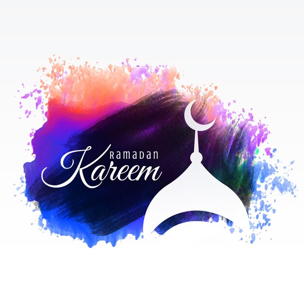 Ramadan kareem festival greeting with watercolor background