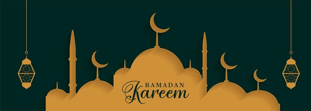 Ramadan kareem flat paper style banner design
