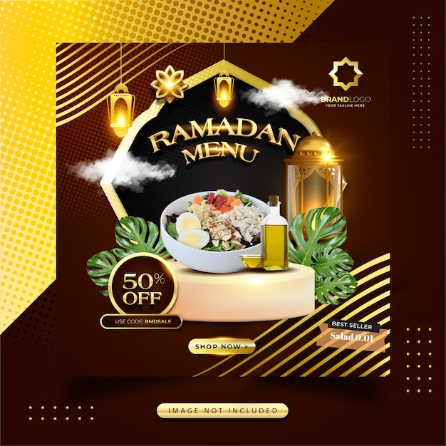 Free vector ramadan kareem food menu social media post