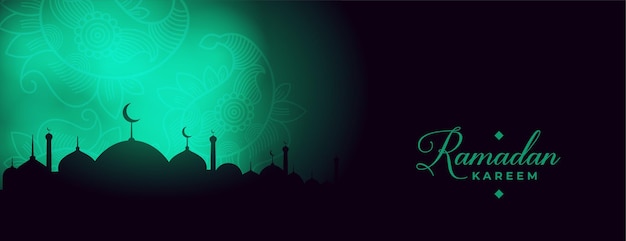 Banner di luci incandescenti di ramadan kareem