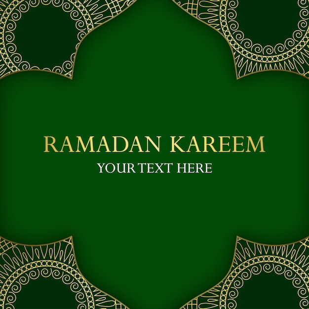 Ramadan Kareem Green Background Islamic Social Media Banner Free Vector