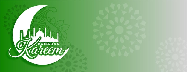 Ramadan kareem green decorative banner with text space