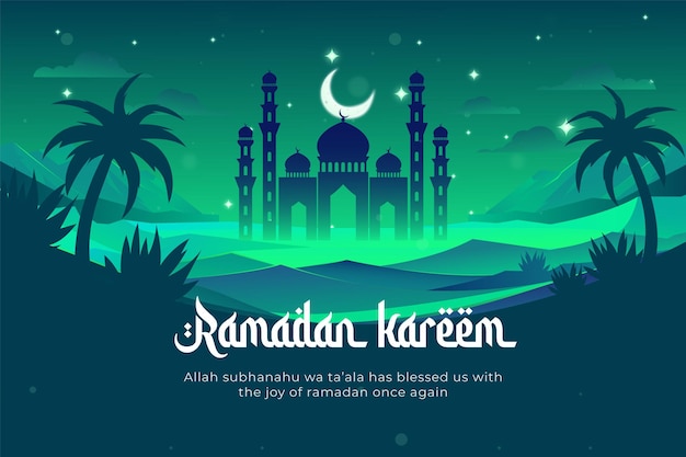 Vettore gratuito ramadano kareem saluto banner illustrazione design template