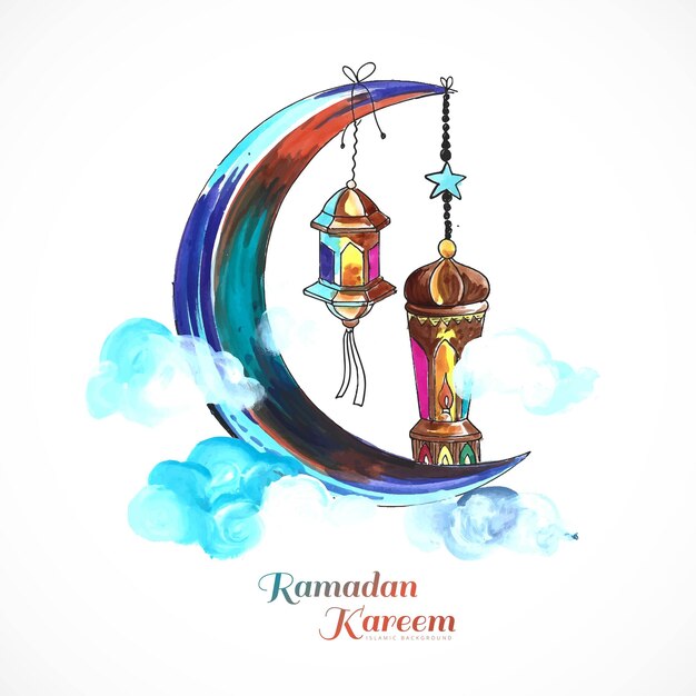 Ramadan Kareem greeting card colorful background