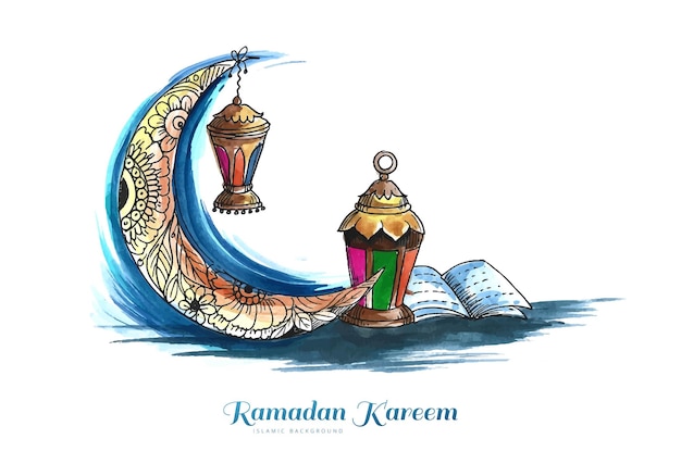 Free vector ramadan kareem greeting card colorful background