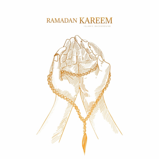 Ramadan kareem greeting card hand draw sketch background