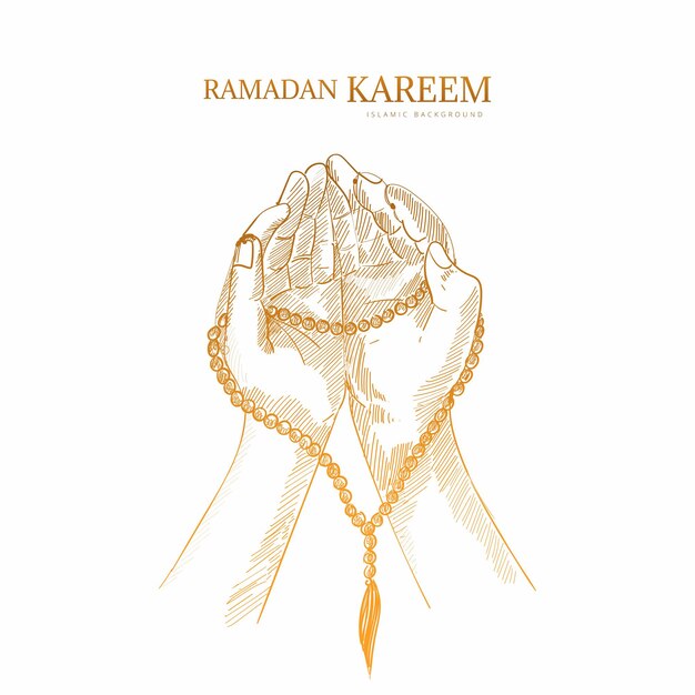 Ramadan kareem greeting card hand draw sketch background