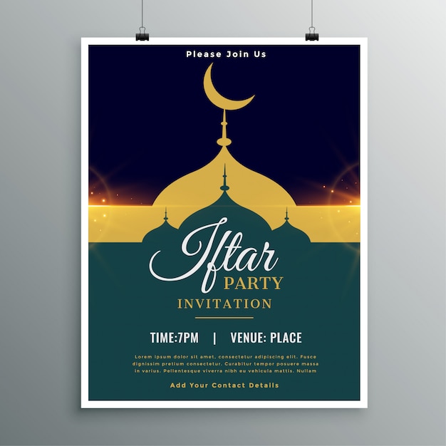 Free vector ramadan kareem iftar party invitation template